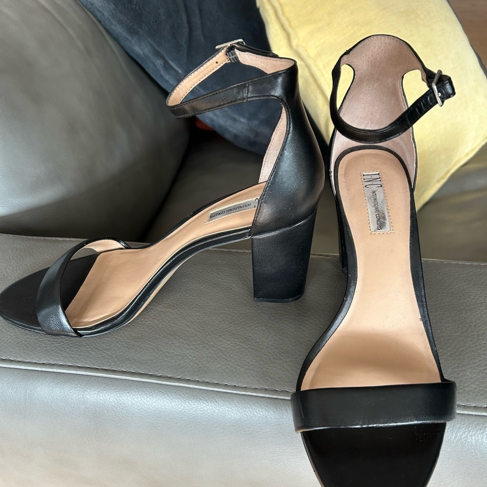 INC International Concepts Black Ankle Strap Heels